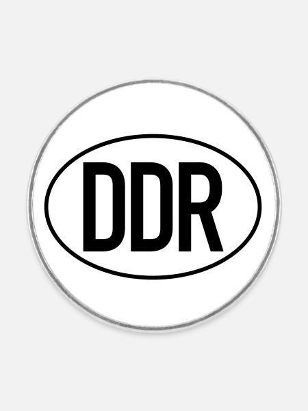 DDR license plate (two-colored) - Round  fridge magnet - white