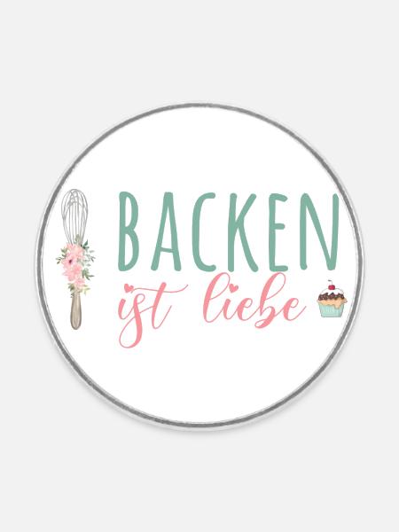Backen ist Liebe! - Runder Kühlschrankmagnet - Weiß