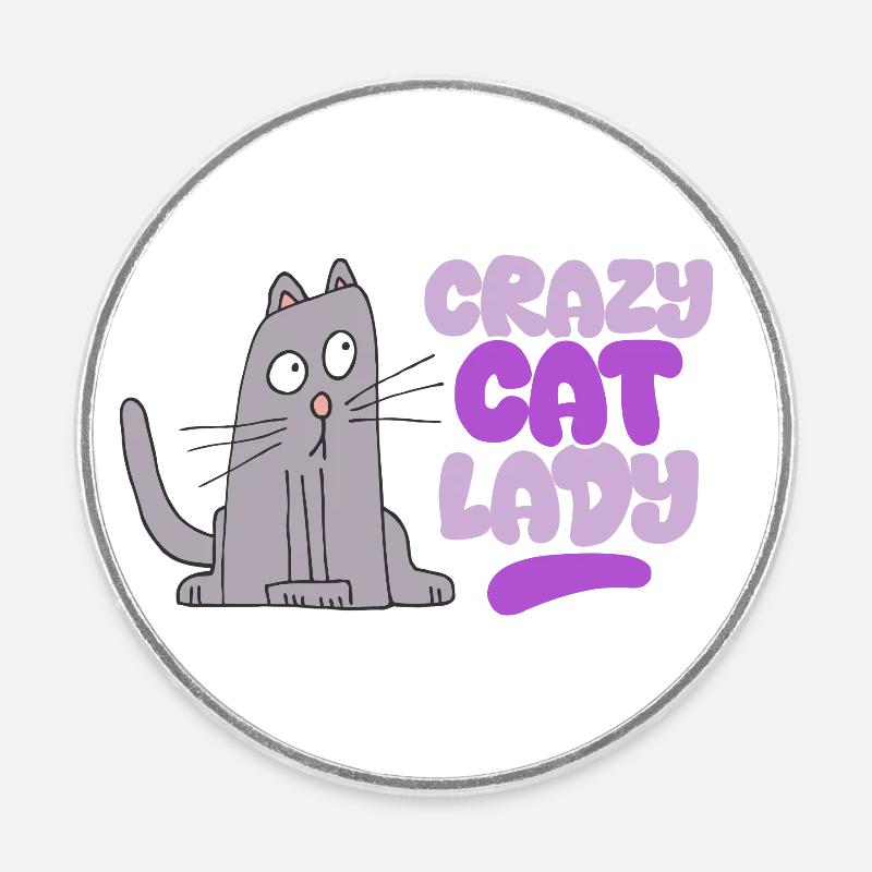 Folle chatte - Magnet rond - blanc