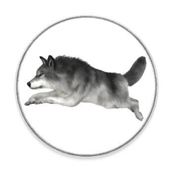 Grey wolf runs - Round  fridge magnet - white - Front