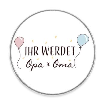 Schwangerschaftsverkündung Oma und Opa - Runder Kühlschrankmagnet - Weiß - Vorne