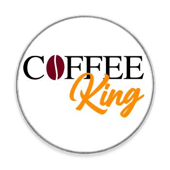 Coffee King mit Bohne - Runder Kühlschrankmagnet - Weiß - Vorne