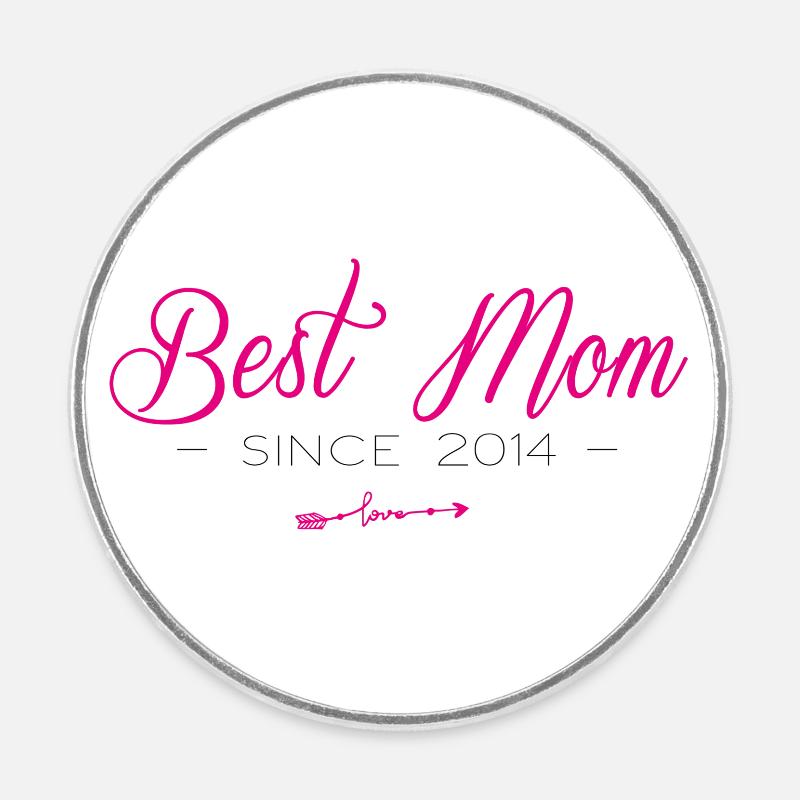 Best Mom since 2014 - Round  fridge magnet - white