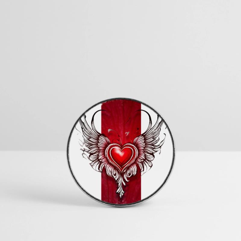 Seraphic Affection: Winged Heart Round  fridge magnet