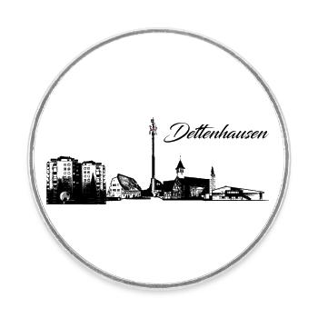 Skyline Dettenhausen - Runder Kühlschrankmagnet - Weiß - Vorne