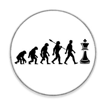 Evolution - Échecs - Joueurs d’échecs - Magnet rond - blanc - Devant