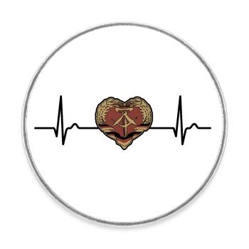 Heart Curve GDR, East, Ossi Gift, Pulse, ECG - Round  fridge magnet - white - Front