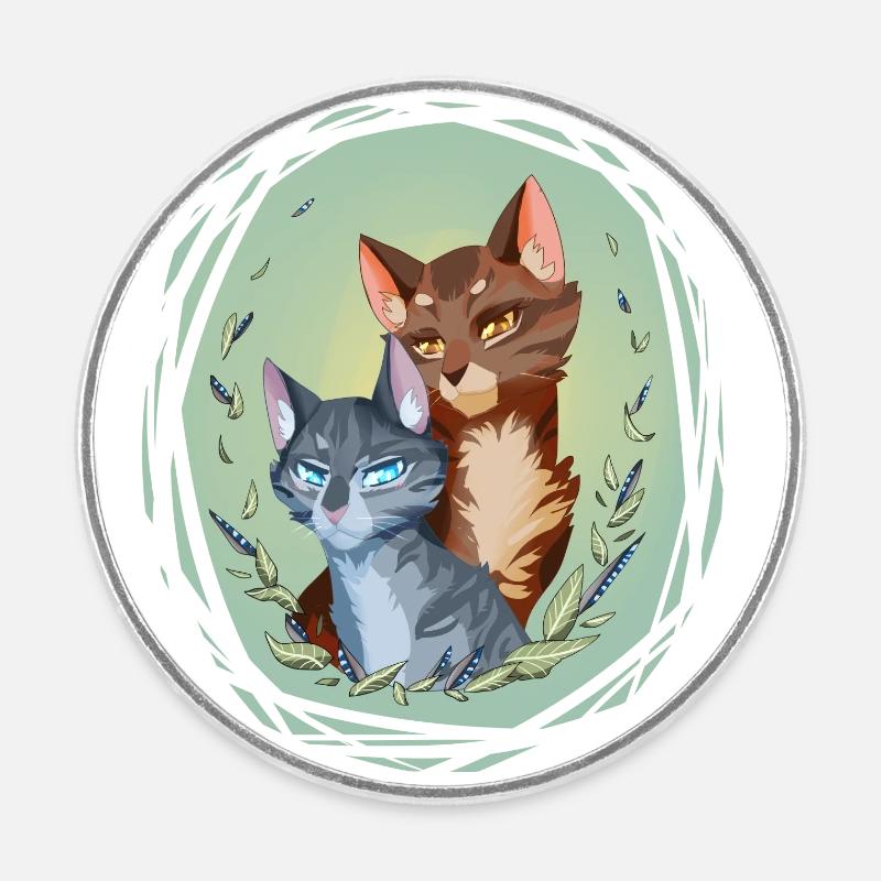 Plume de geai Jay Feather Leafpool Leaf Lake Cats - Magnet rond - blanc