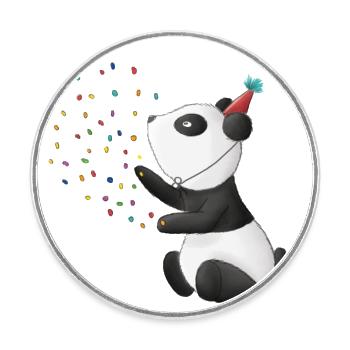 Panda Konfetti Party - Runder Kühlschrankmagnet - Weiß - Vorne