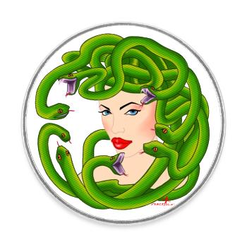 Medusa - Runder Kühlschrankmagnet - Weiß - Vorne