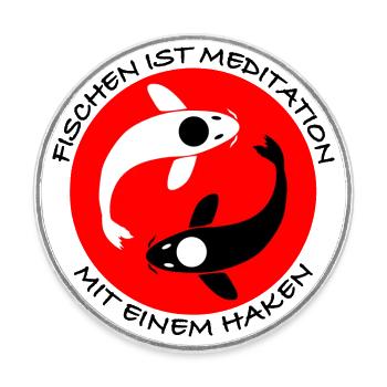 Fischen ist Meditation mit einem Haken. Yin & Yang - Runder Kühlschrankmagnet - Weiß - Vorne