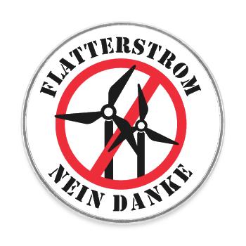 Flatterstrom Nein Danke, Windkraft Nein Danke - Runder Kühlschrankmagnet - Weiß - Vorne
