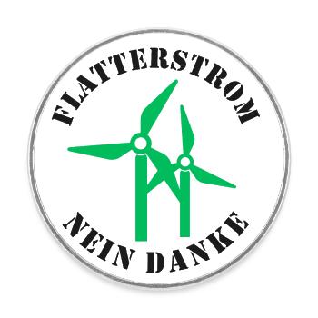 Flatterstrom Nein Danke, Windkraft Nein Danke - Runder Kühlschrankmagnet - Weiß - Vorne