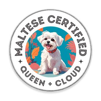 Reine maltaise certifiée - Chien mignon Circle Art - Magnet rond - blanc - Devant