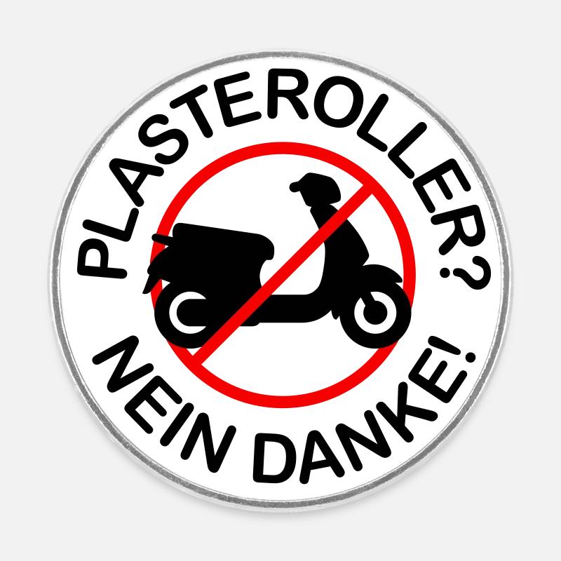 Plasteroller? Nein Danke! (2-farbig) - Runder Kühlschrankmagnet - Weiß