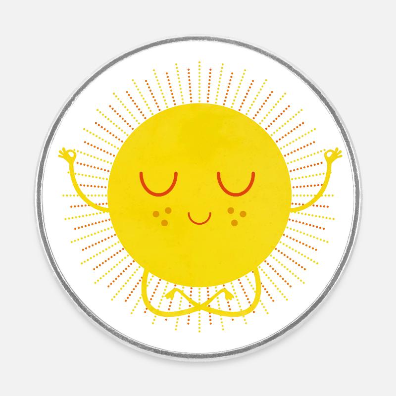 Soleil (méditation) - Magnet rond - blanc