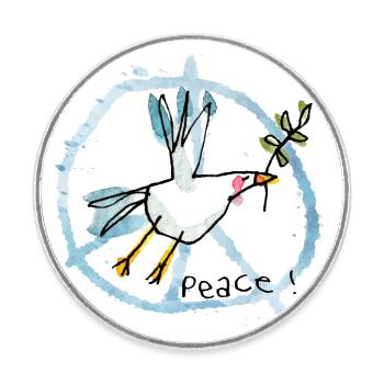 Peace / Peacemöwe / Light Edition - Runder Kühlschrankmagnet - Weiß - Vorne