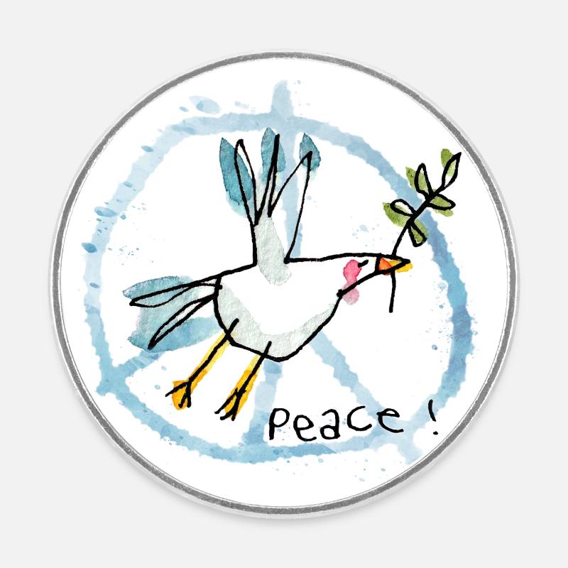 Peace / Seagull / Light Edition - Round  fridge magnet - white