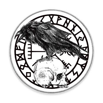 Skull Vegvisir - Runder Kühlschrankmagnet - Weiß - Vorne