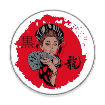 Japanese Geisha - Runder Kühlschrankmagnet - Weiß - Vorne