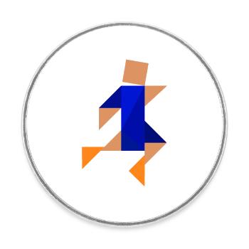 Joueur de football - Tangram - Magnet rond - blanc - Devant
