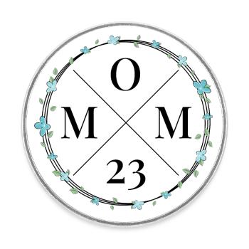 Mom 23 Blumenkranz Blumen Baby Werdende Mama 2023 - Runder Kühlschrankmagnet - Weiß - Vorne