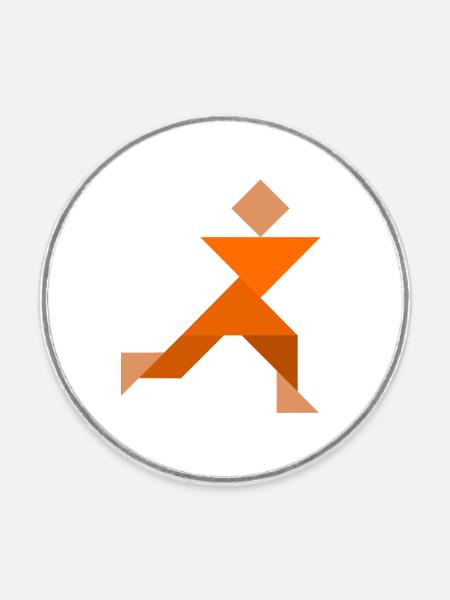Sprinter - Tangram - Runder Kühlschrankmagnet - Weiß