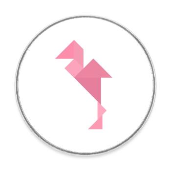 Flamingo - Tangram - Round  fridge magnet - white - Front