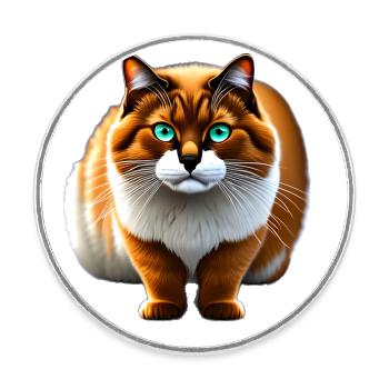 Furry Cat With Deep Eyes - Round  fridge magnet - white - Front