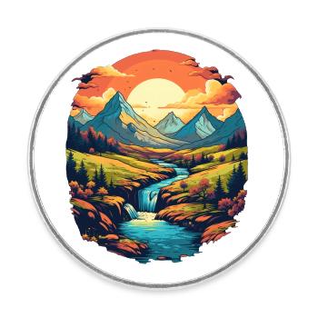 Landschaft - Runder Kühlschrankmagnet - Weiß - Vorne