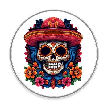 Cinco de Mayo Skull - Round  fridge magnet - white - Front