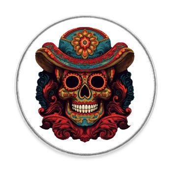 Cinco de Mayo Skull - Round  fridge magnet - white - Front
