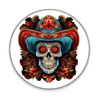 Cinco de Mayo Skull - Round  fridge magnet - white - Front