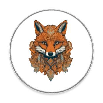 Fuchs - Runder Kühlschrankmagnet - Weiß - Vorne