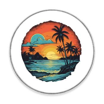 Strand - Runder Kühlschrankmagnet - Weiß - Vorne