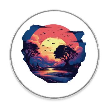 Landschaft - Runder Kühlschrankmagnet - Weiß - Vorne