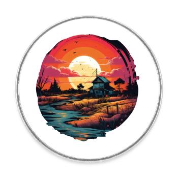 Landschaft - Runder Kühlschrankmagnet - Weiß - Vorne