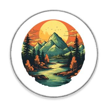 Landscape - Round  fridge magnet - white - Front