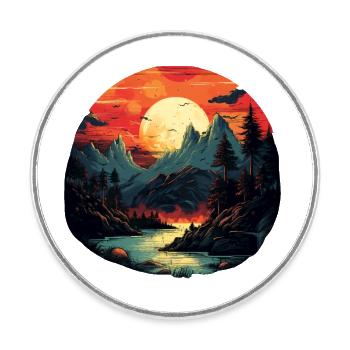 Landschaft - Runder Kühlschrankmagnet - Weiß - Vorne