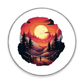 Landscape - Round  fridge magnet - white - Front