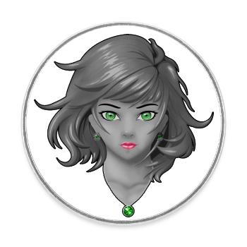 Anime girl avec de jolis bijoux - Magnet rond - blanc - Devant
