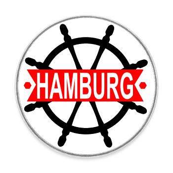Hamburg am Ruder - Runder Kühlschrankmagnet - Weiß - Vorne