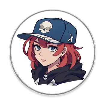 Skater Girl - Round  fridge magnet - white - Front