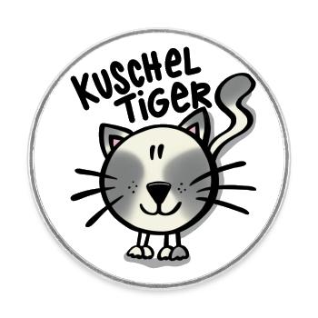 Katze Kuscheltiger - Runder Kühlschrankmagnet - Weiß - Vorne