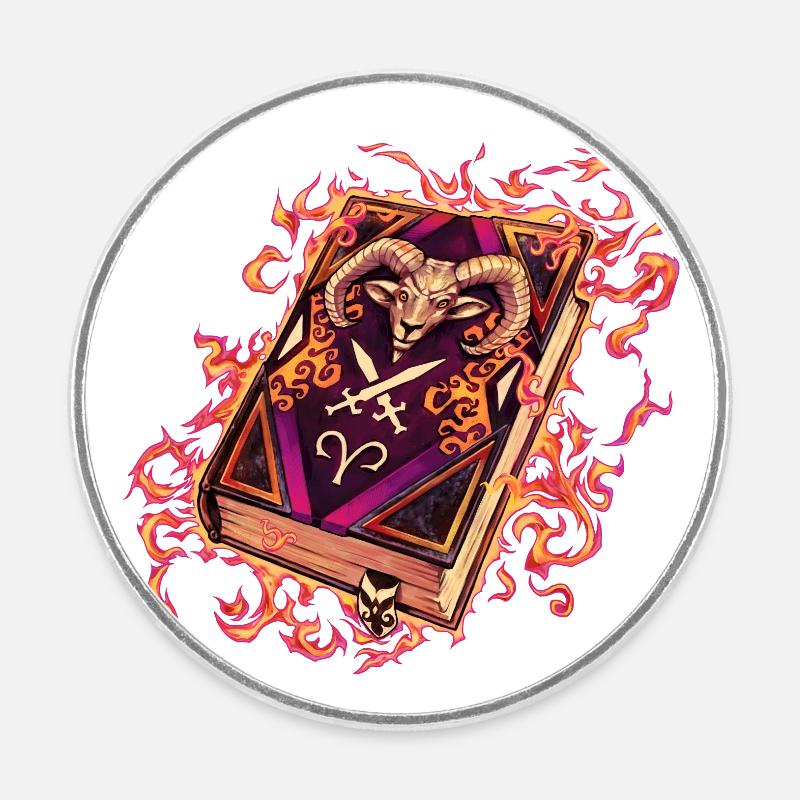 Grimoire du zodiaque - Type Bélier - Magnet rond - blanc