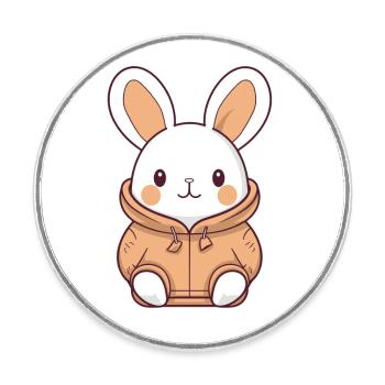 Hase - Kawaii Style - Runder Kühlschrankmagnet - Weiß - Vorne