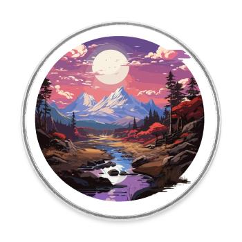 Landschaft - Illustration - Runder Kühlschrankmagnet - Weiß - Vorne