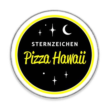 Sternzeichen Pizza Hawaii - Runder Kühlschrankmagnet - Weiß - Vorne