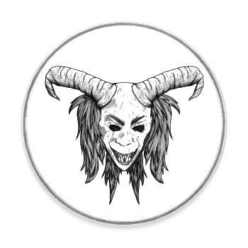 Krampuskopf - Runder Kühlschrankmagnet - Weiß - Vorne