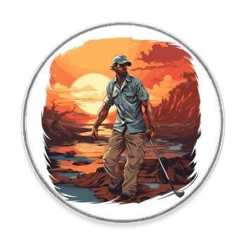 Golf Spieler - Illustration - Runder Kühlschrankmagnet - Weiß - Vorne
